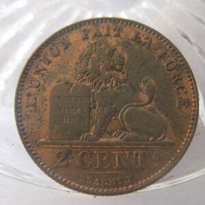 (FC-1350) 1914 Belgium: 2 Centimes { only 490,000 minted }